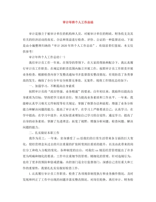 审计年终个人工作总结 