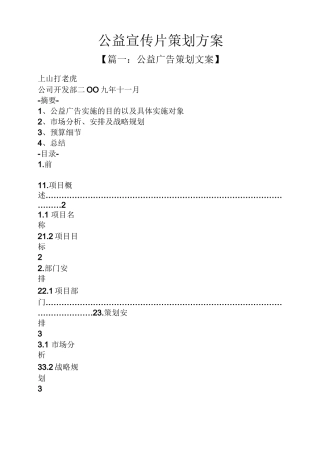公益宣传片策划方案