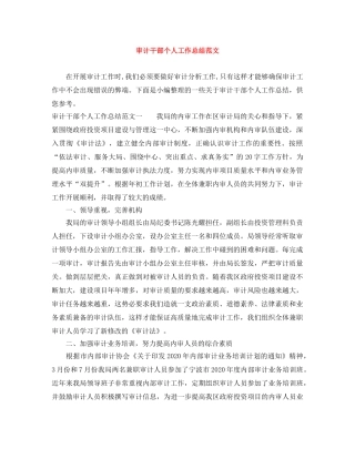 审计干部个人工作总结范文 