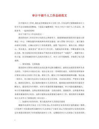审计干部个人工作总结范文2 