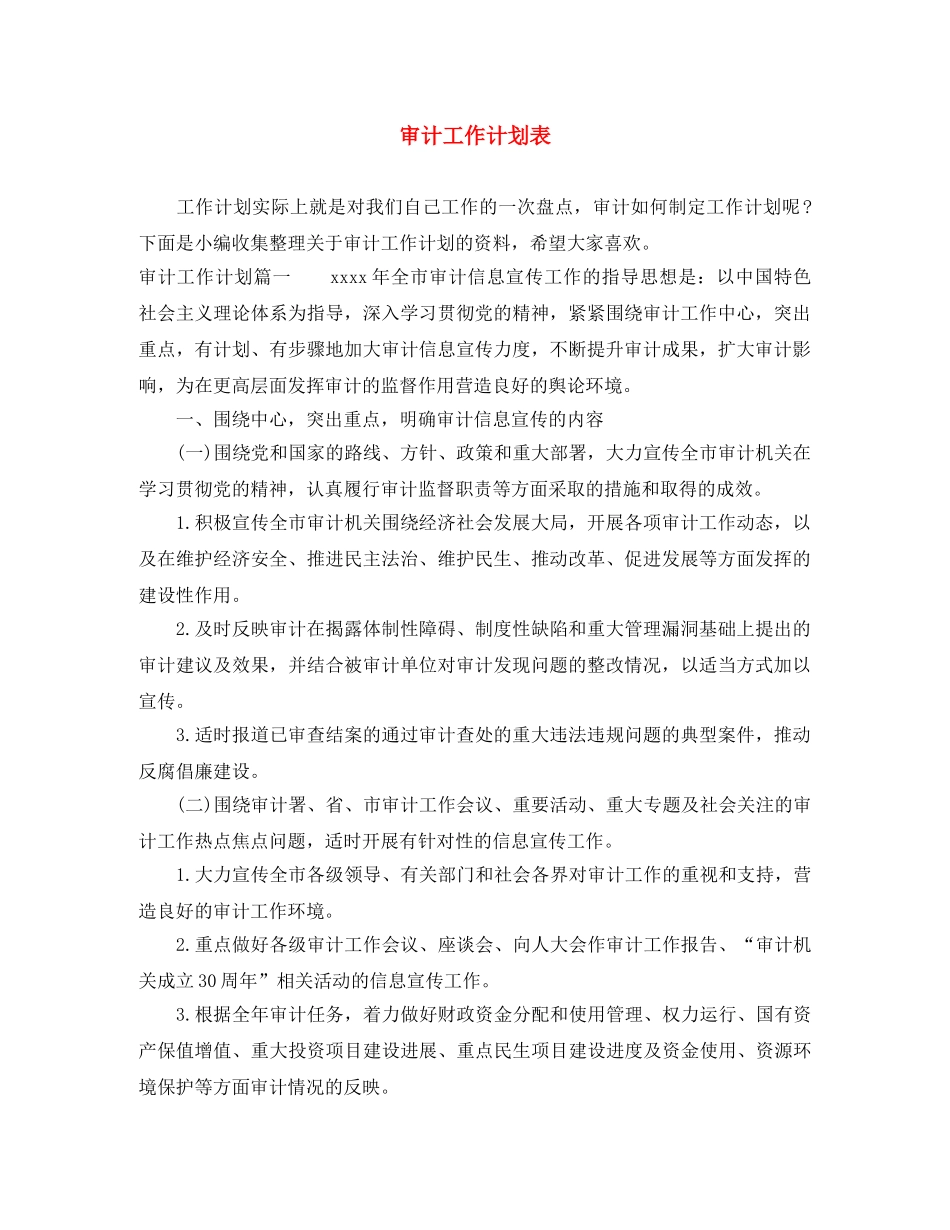 审计工作计划表 _第1页