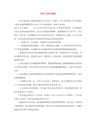 审计工作计划表 