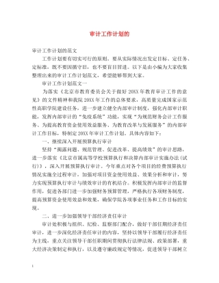 审计工作计划的 
