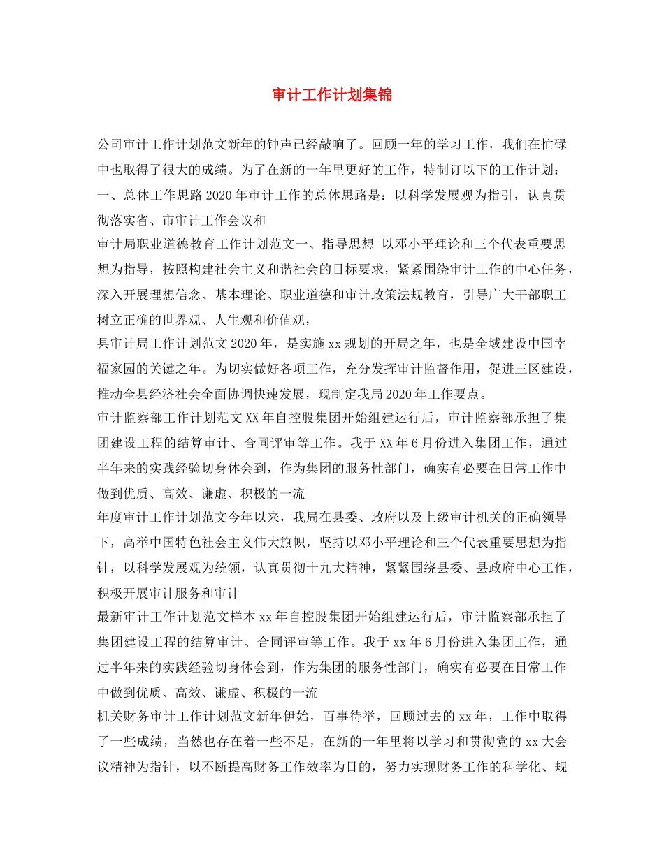 审计工作计划集锦 _第1页