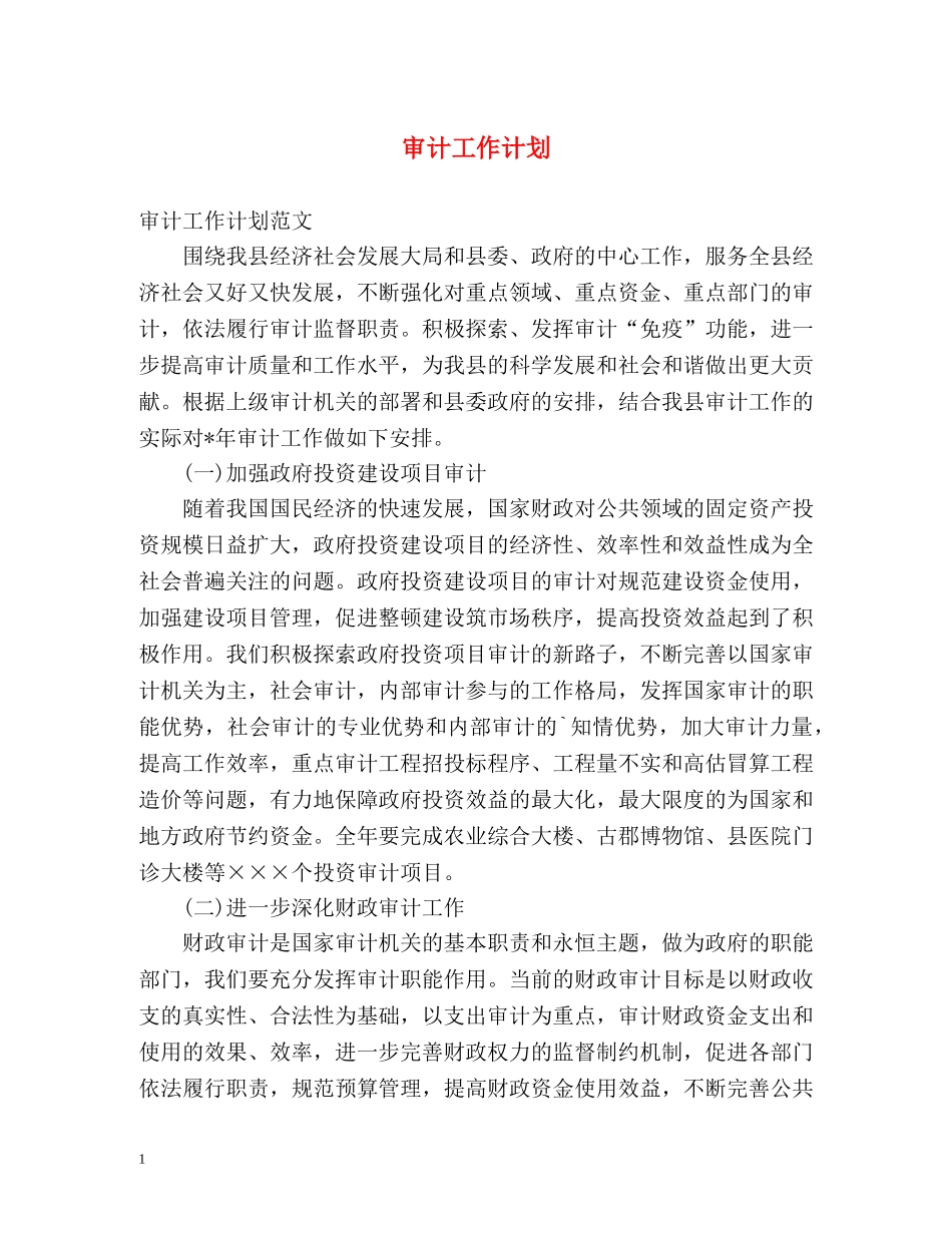 审计工作计划2 _第1页
