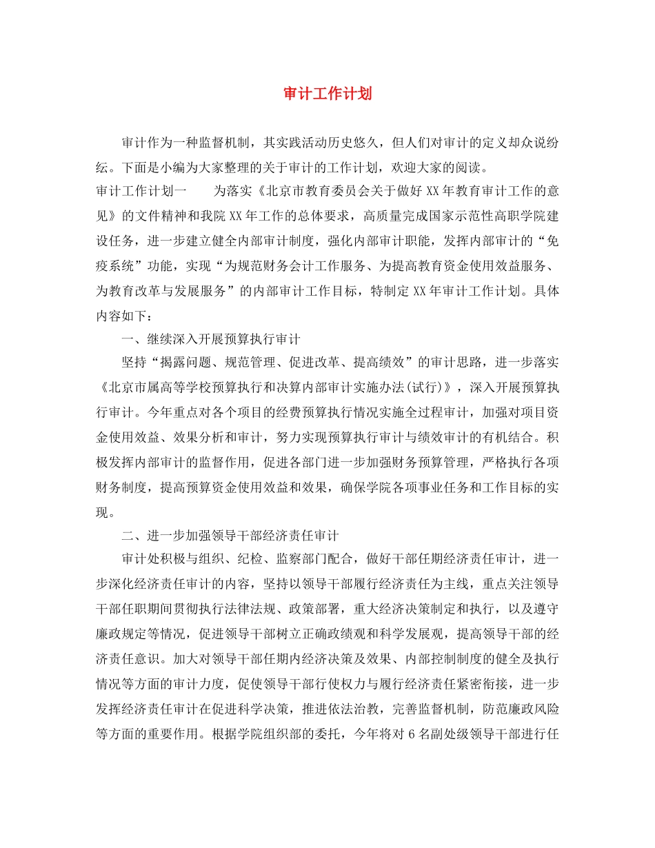 审计工作计划 _第1页