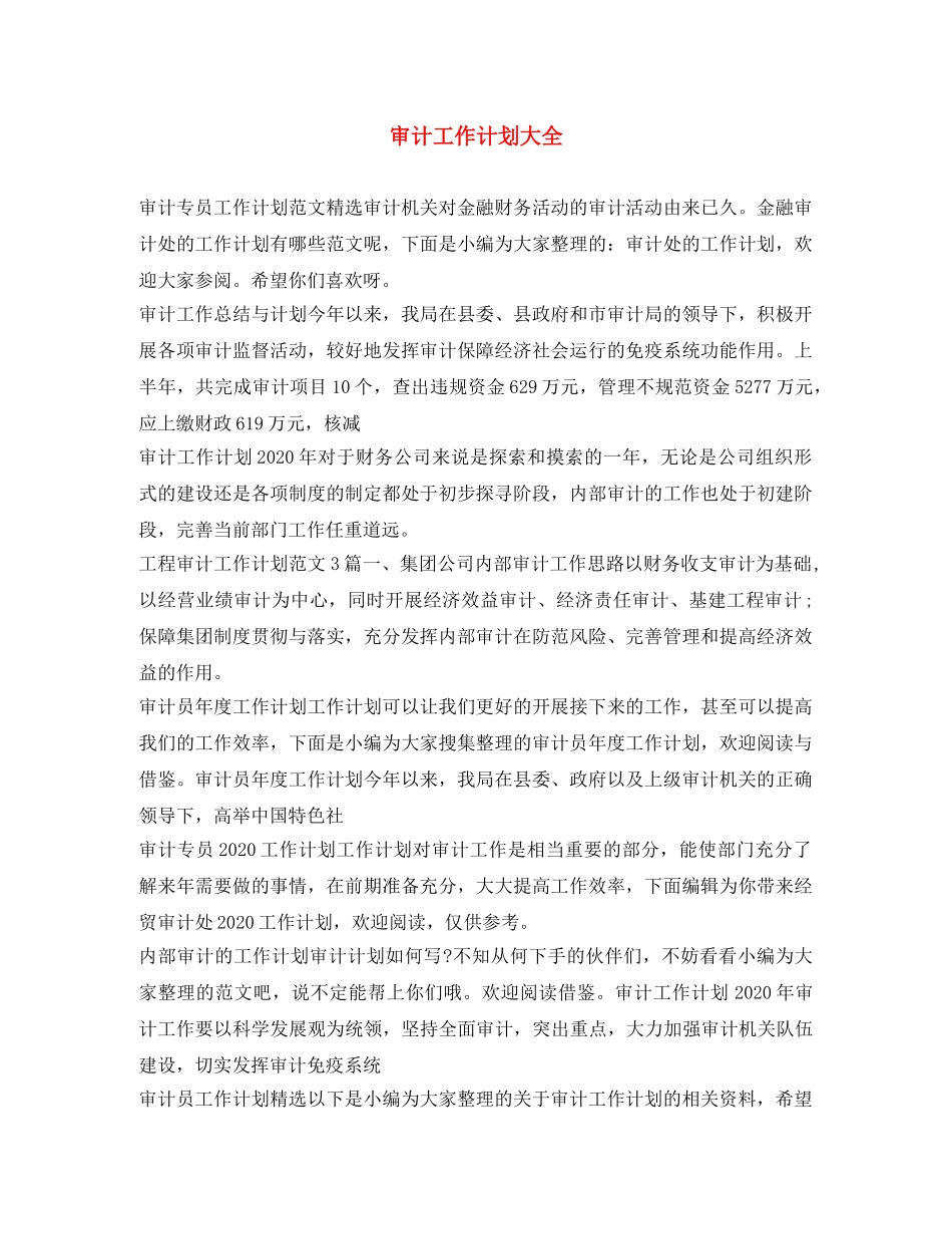 审计工作计划大全 _第1页
