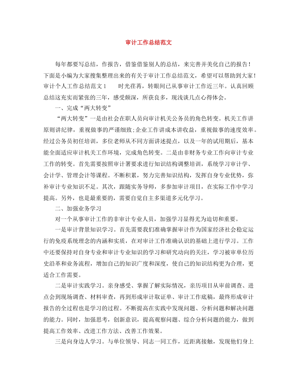 审计工作总结范文 _第1页