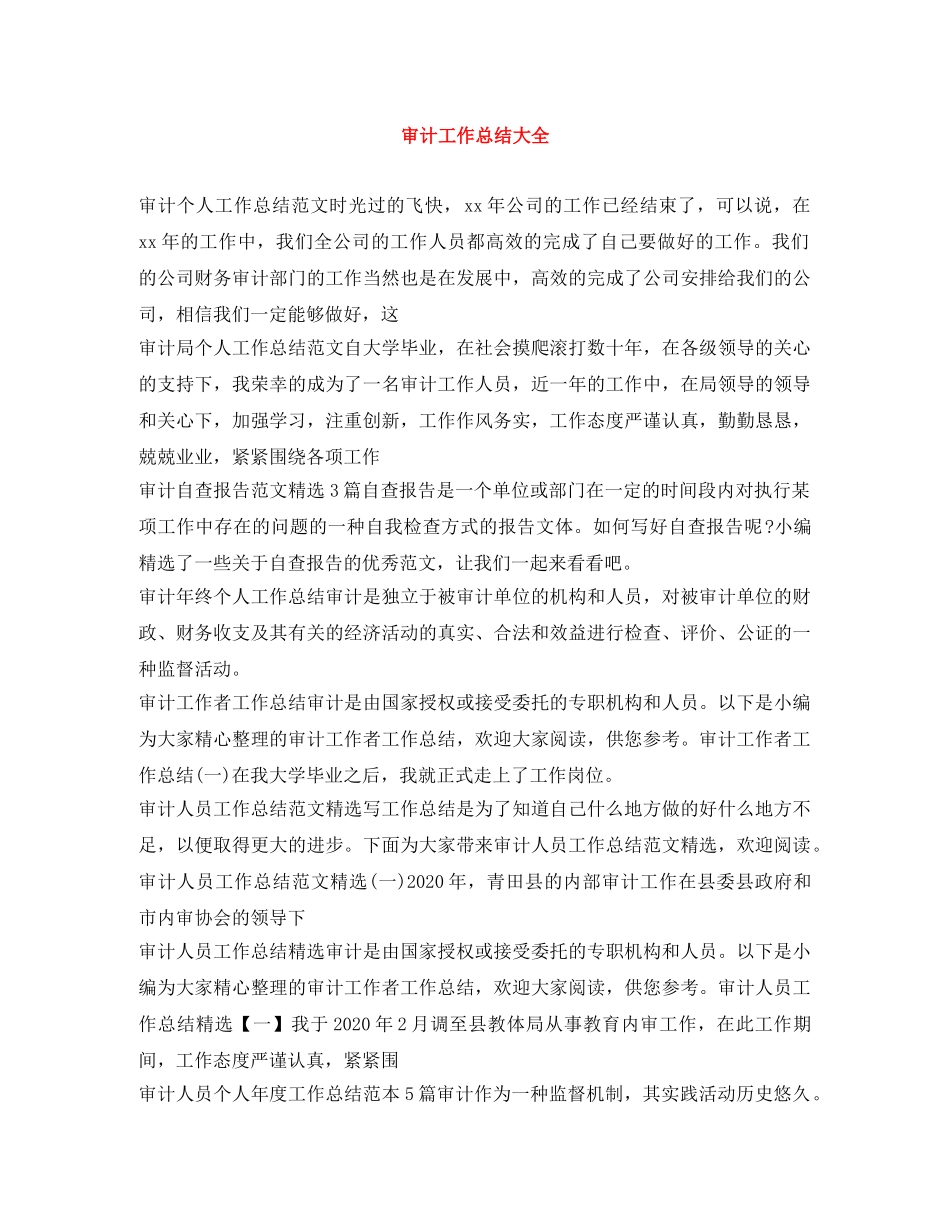 审计工作总结大全 _第1页