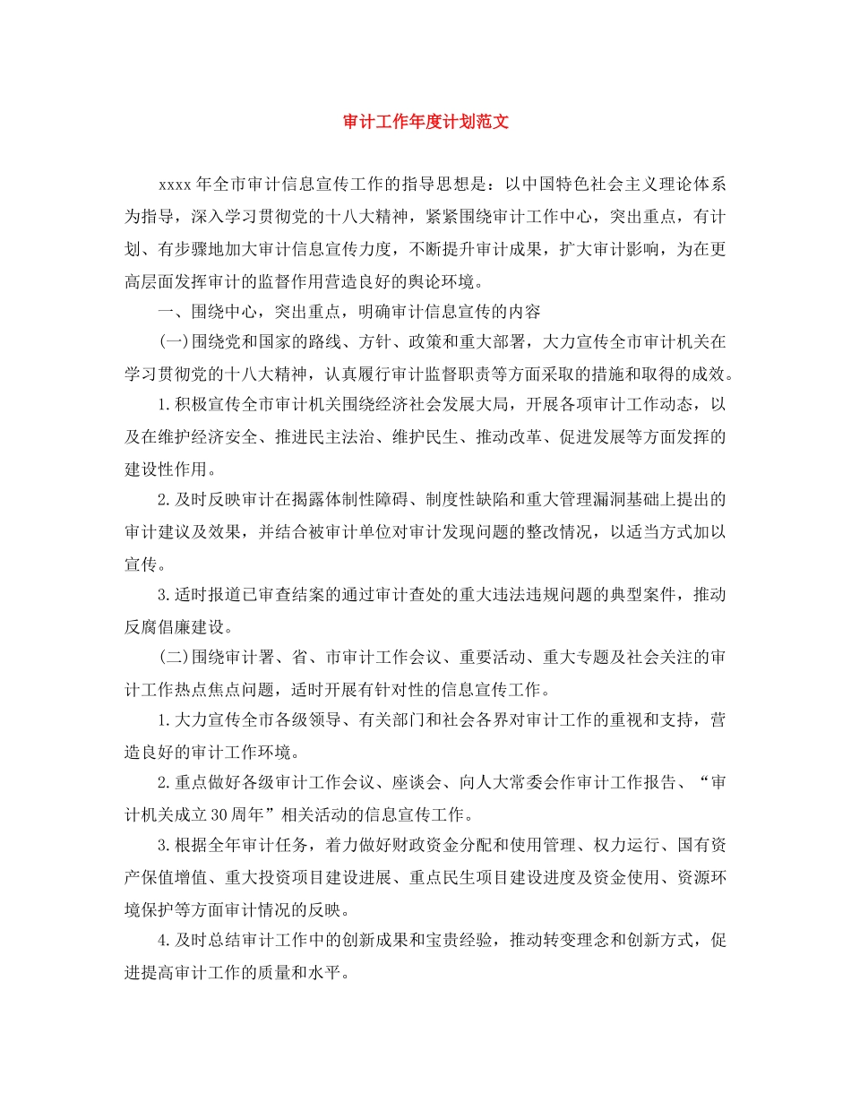 审计工作年度计划范文 _第1页