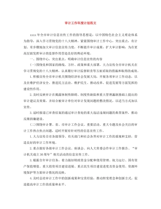 审计工作年度计划范文 