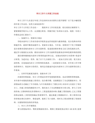 审计工作个人年度工作总结 