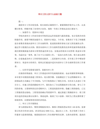 审计工作人员个人总结三篇 
