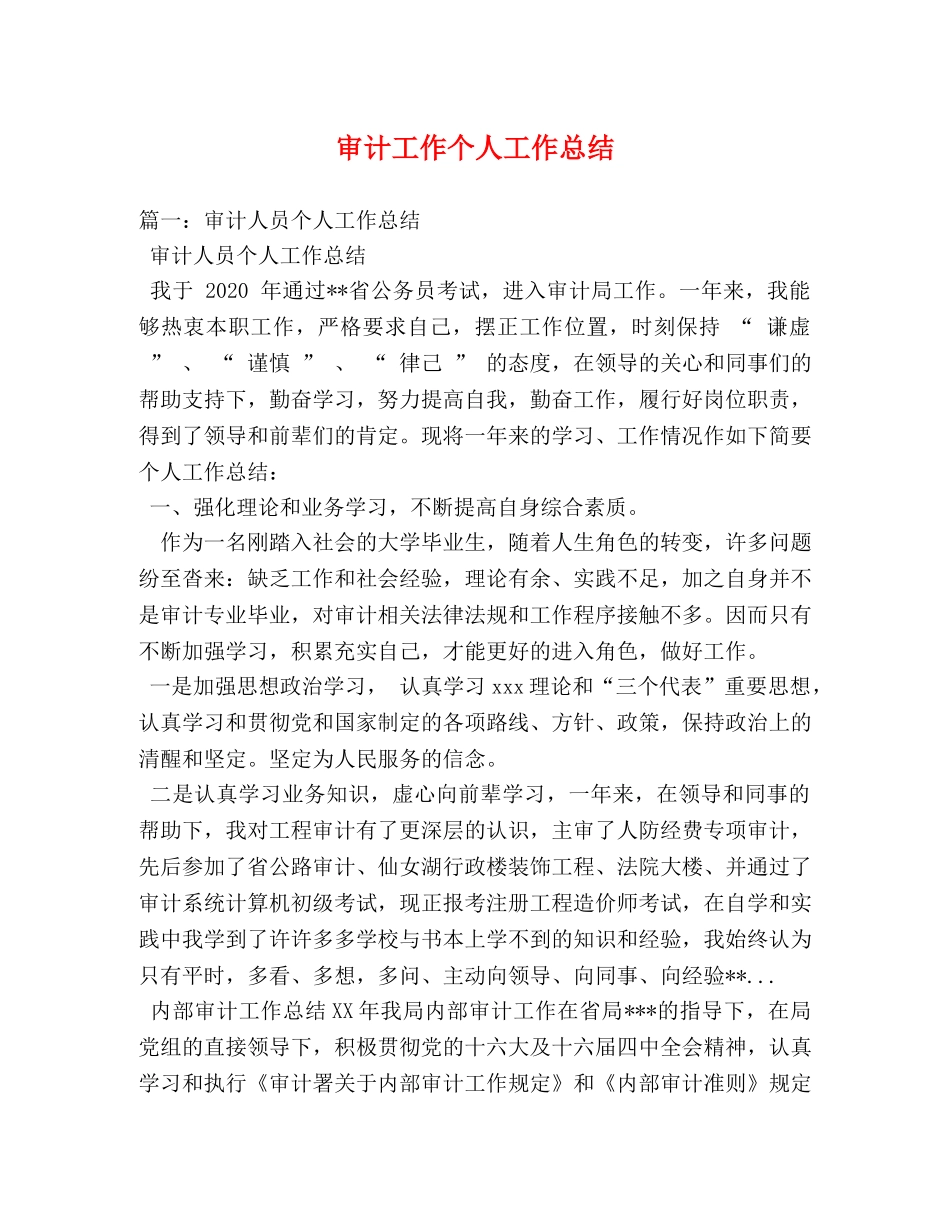 审计工作个人工作总结 _第1页