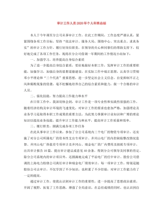 审计工作人员2020年个人年终总结 