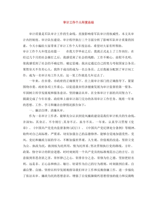 审计工作个人年度总结 
