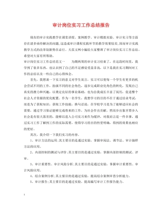 审计岗位实习工作总结报告 