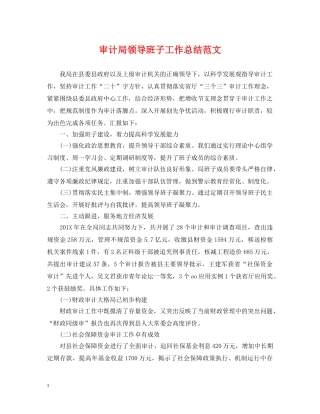 审计局领导班子工作总结范文 