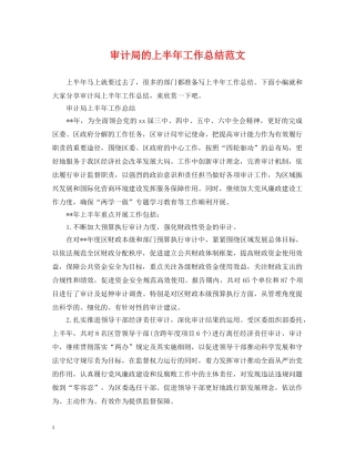 审计局的上半年工作总结范文 