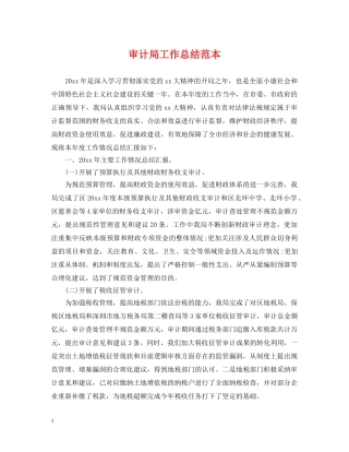 审计局工作总结范本 