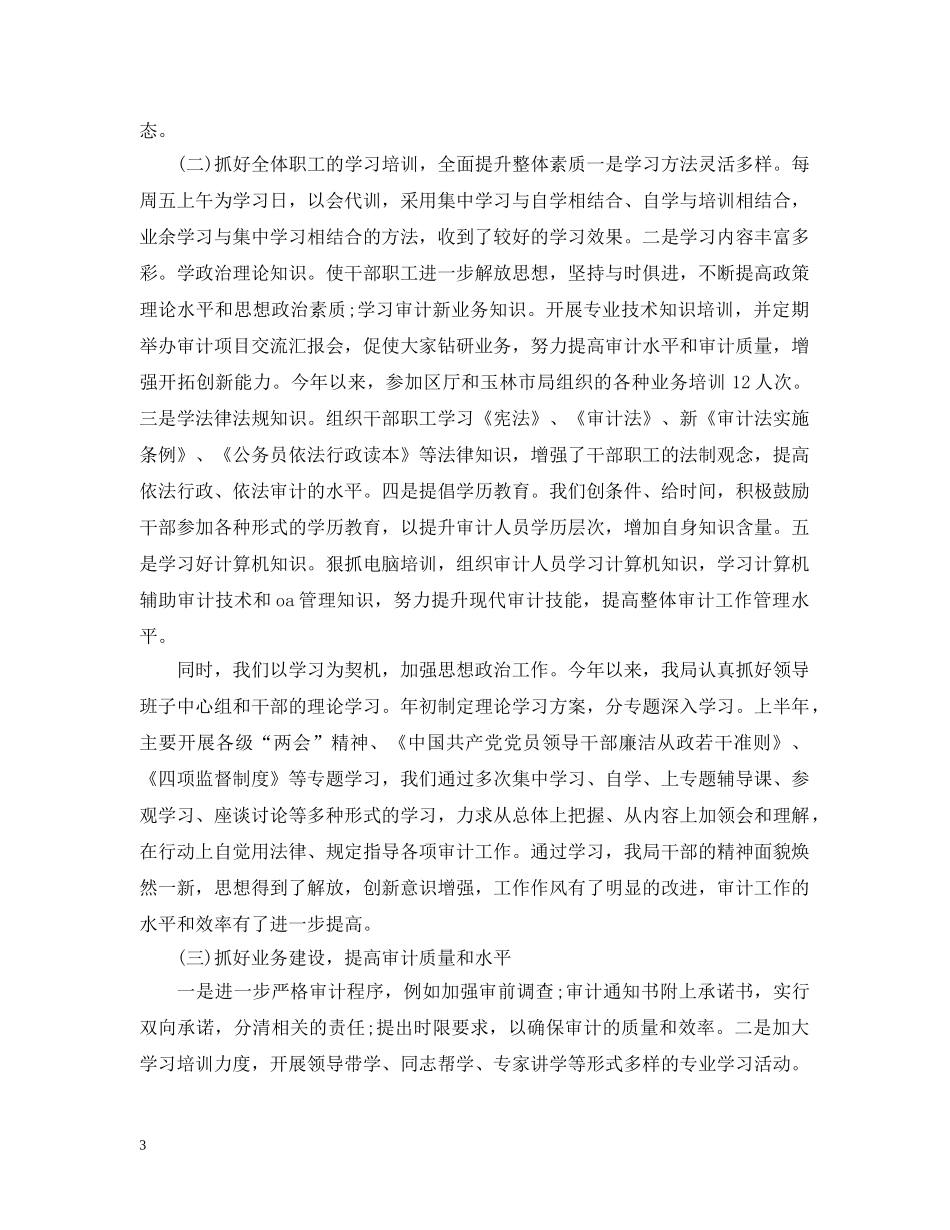 审计局半年工作总结与下半年工作计划范文 _第3页