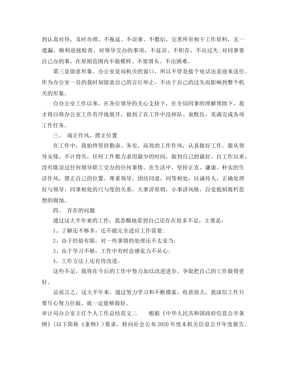审计局办公室主任个人工作总结报告 _第2页