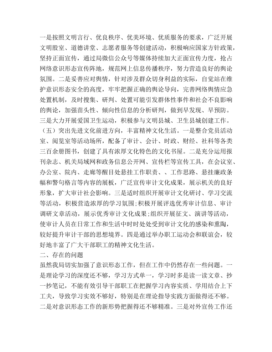 审计局党组意识形态工作总结 _第3页