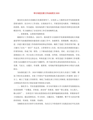 审计局党支部工作总结范文2020 
