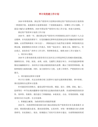 审计局党建工作计划 