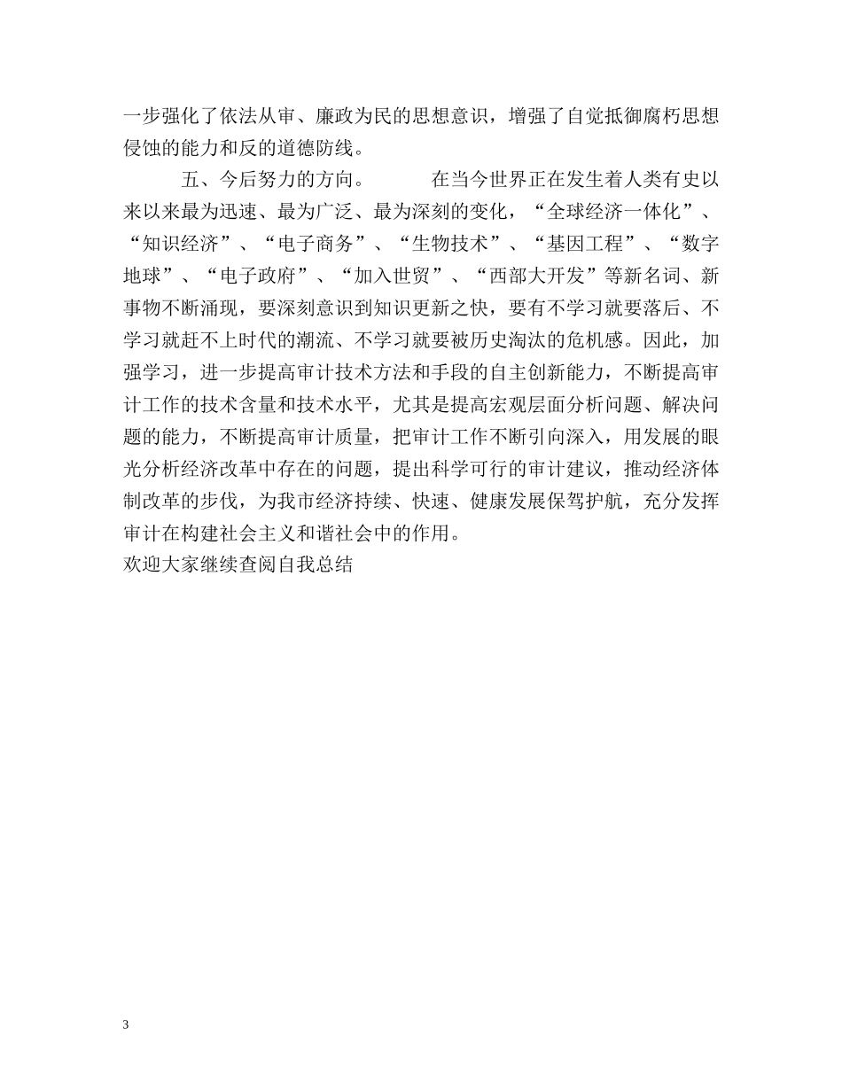 审计局人员年度工作自我总结 _第3页