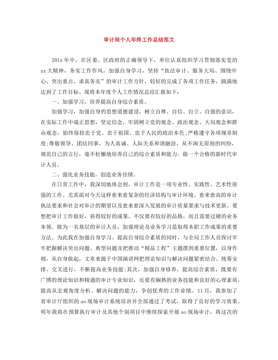 审计局个人年终工作总结范文 _第1页