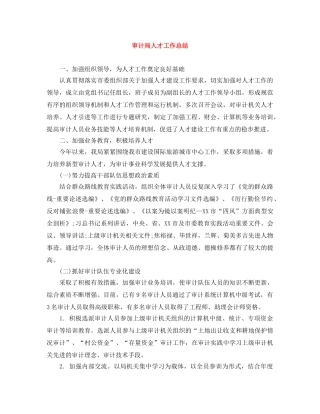 审计局人才工作总结 