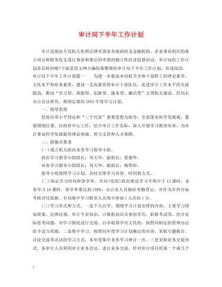 审计局下半年工作计划 