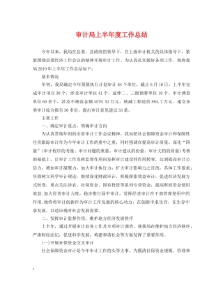 审计局上半年度工作总结 
