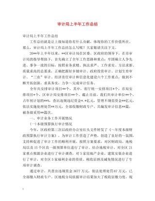 审计局上半年工作总结 (2) 