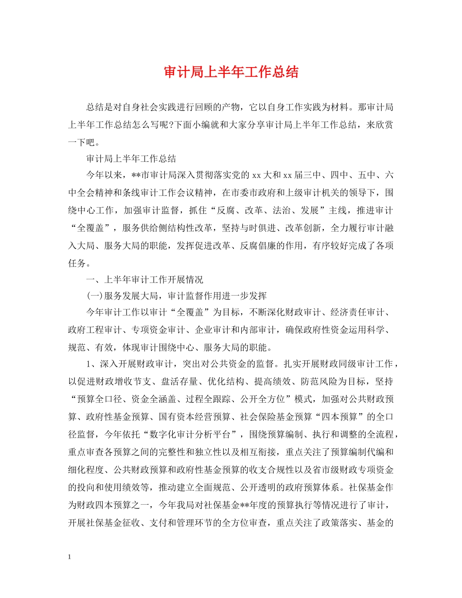 审计局上半年工作总结2 _第1页