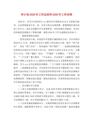 审计局2020年工作总结和2020年工作安排 