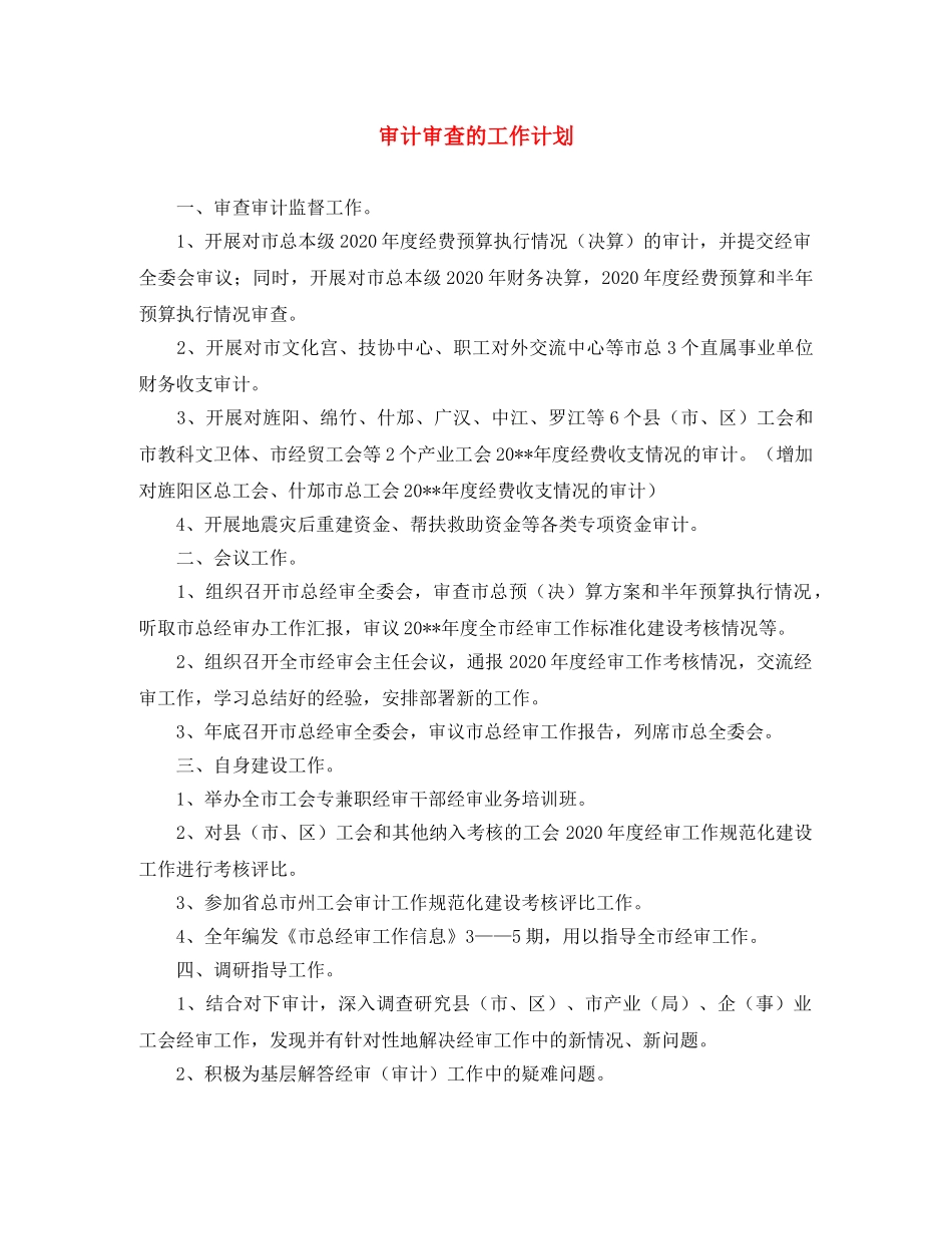 审计审查的工作计划 _第1页