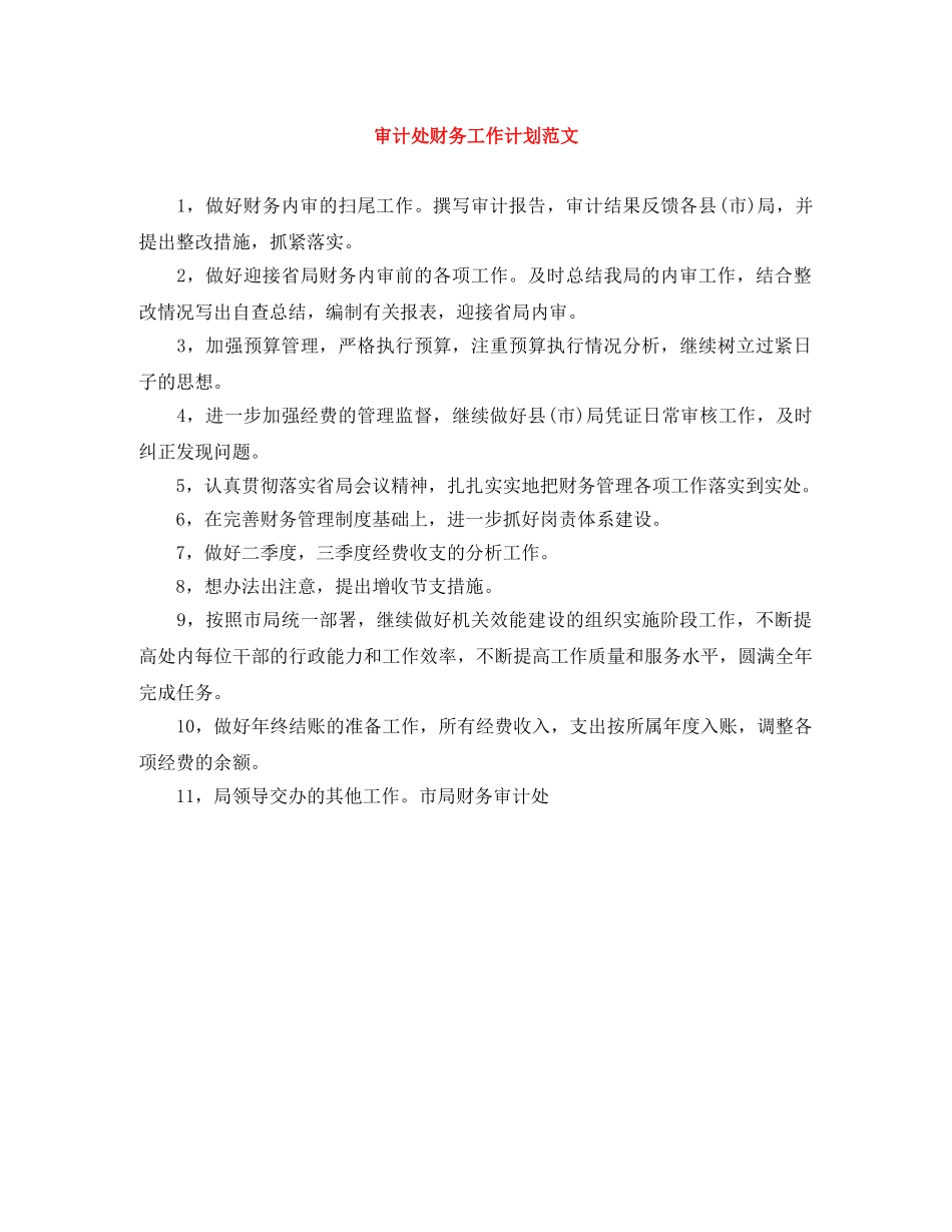 审计处财务工作计划范文 _第1页