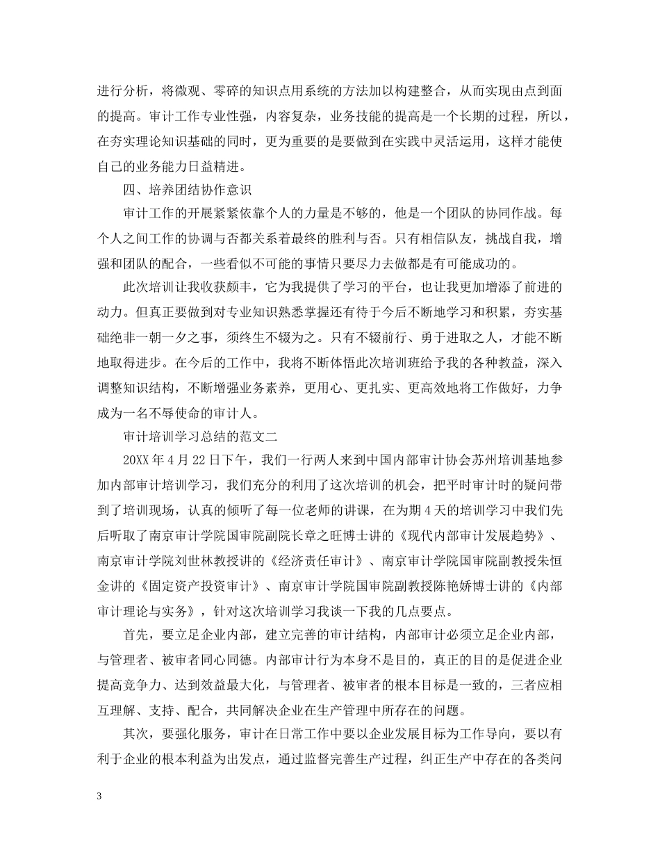 审计培训学习总结的范文 _第3页