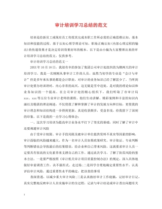 审计培训学习总结的范文 