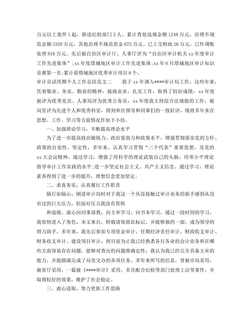 审计员试用期个人工作总结 _第3页