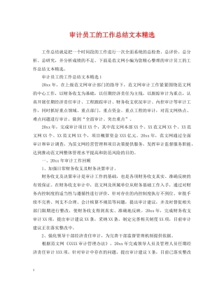 审计员工的工作总结文本精选 