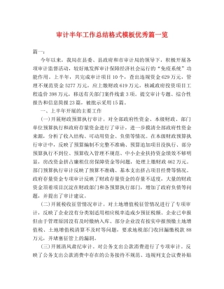 审计半年工作总结格式模板优秀篇一览 