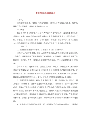 审计单位工作总结怎么写 