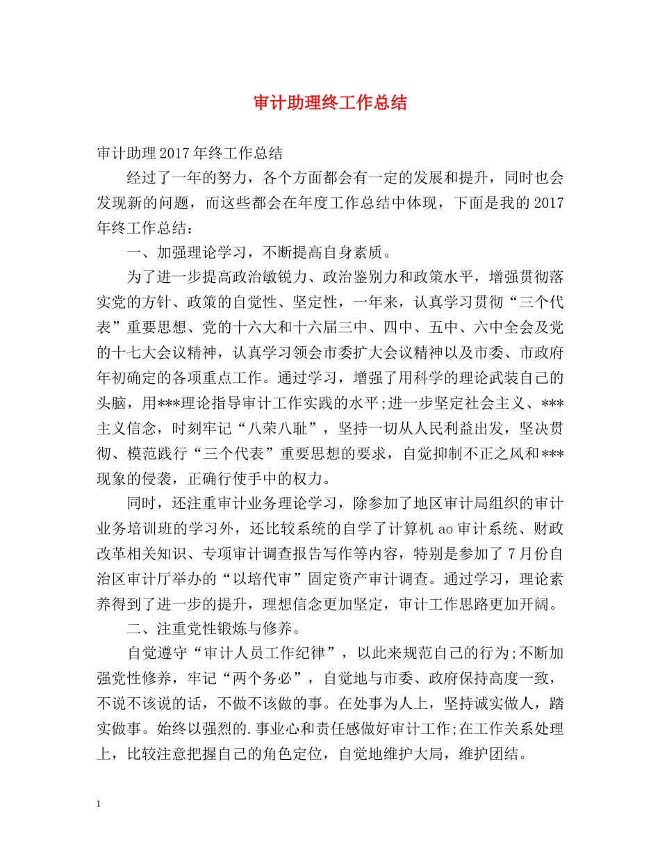 审计助理终工作总结 _第1页