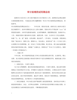 审计助理的试用期总结 