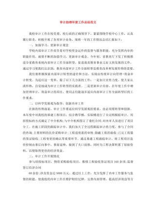 审计助理年度工作总结范文 