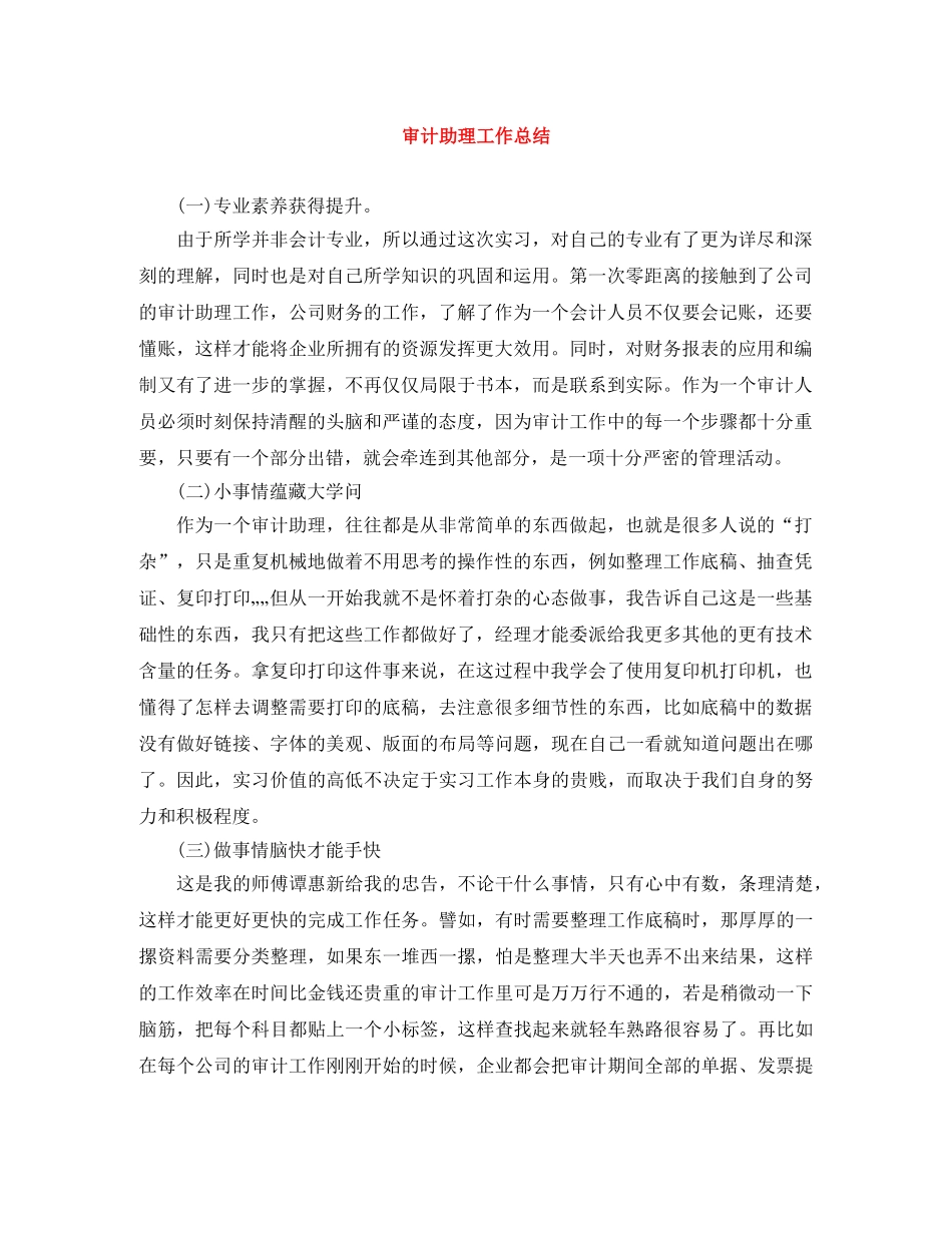 审计助理工作总结 _第1页