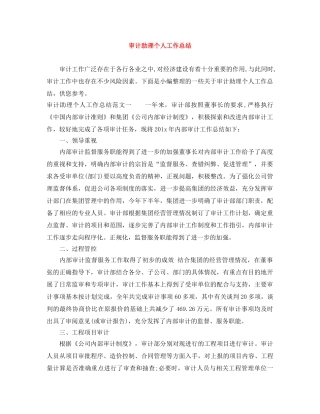 审计助理个人工作总结 